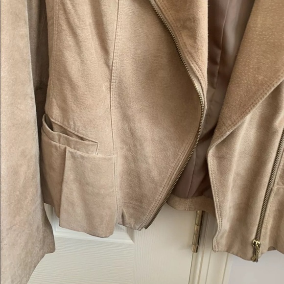 INC International Concepts Macy’s Tan Suede Leather Moto Jacket Sz M Nwot - Picture 3 of 11